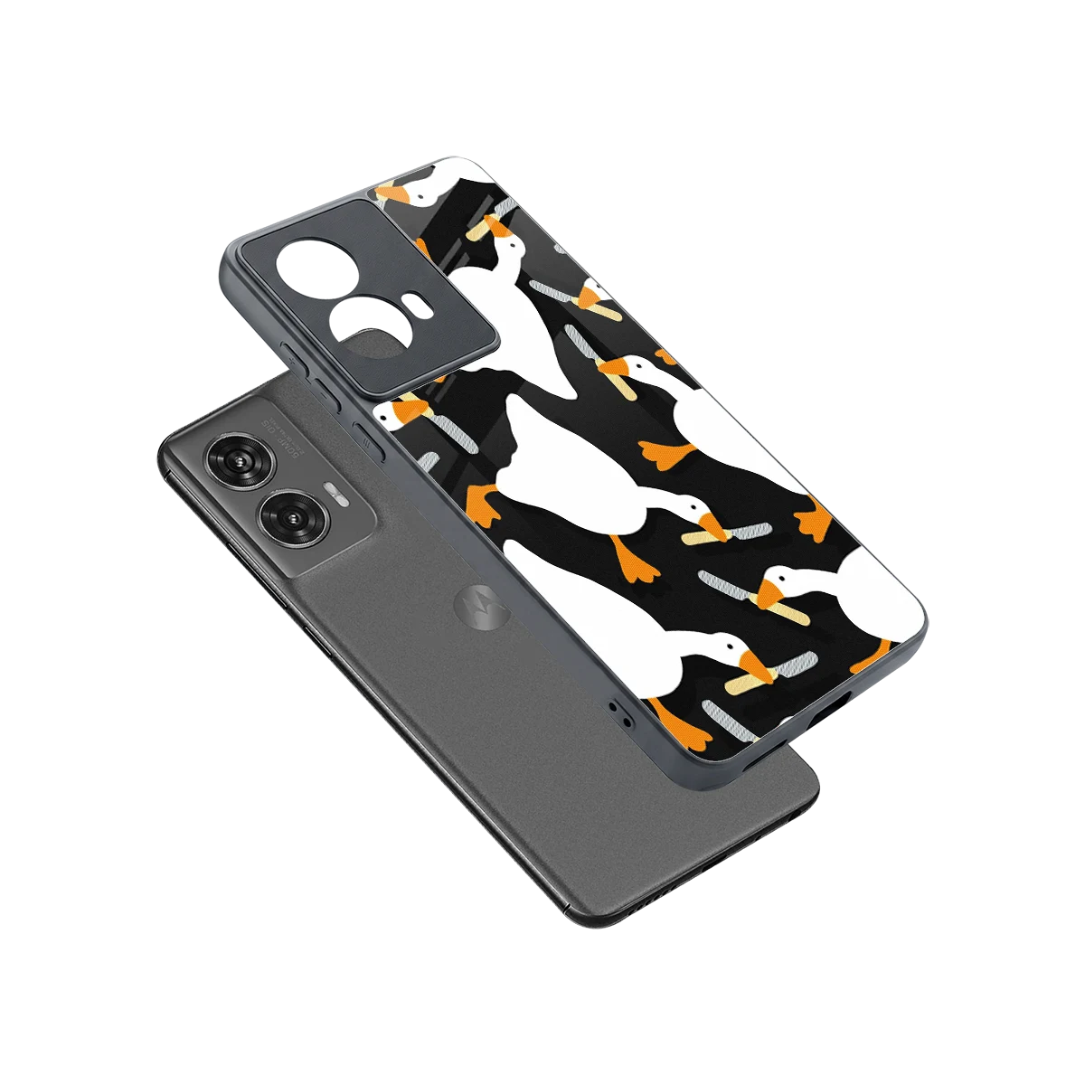 Quack Attack sleek motorola edge 50 fusion cover with tempered glass back and TPU edges