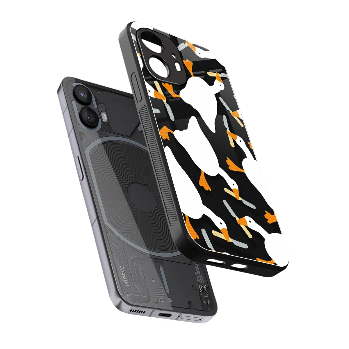 Quack Attack sleek nothing phone 2 cover with tempered glass back and TPU edges