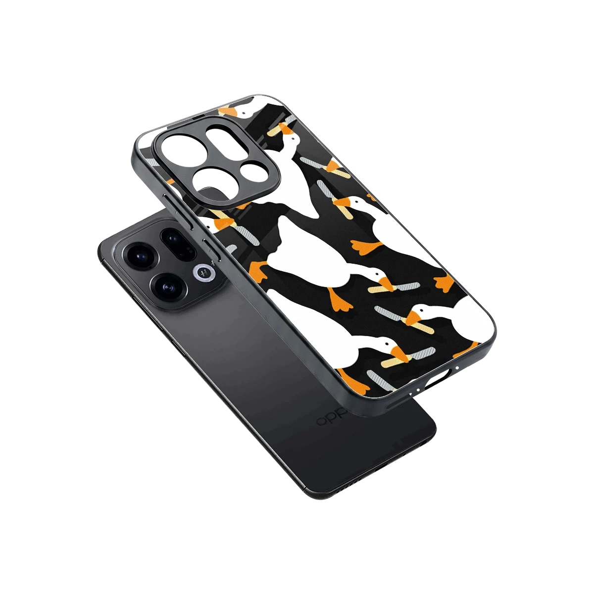 Quack Attack sleek oppo find x9 cover with tempered glass back and TPU edges
