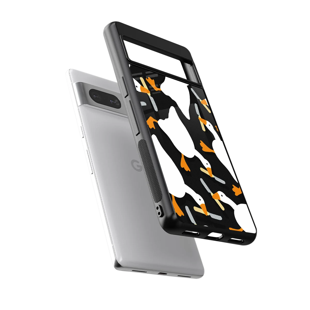 Quack Attack sleek google pixel 7 cover with tempered glass back and TPU edges
