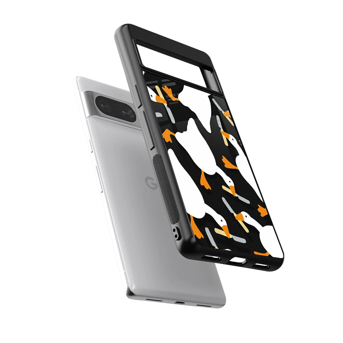 Quack Attack sleek google pixel 8 cover with tempered glass back and TPU edges