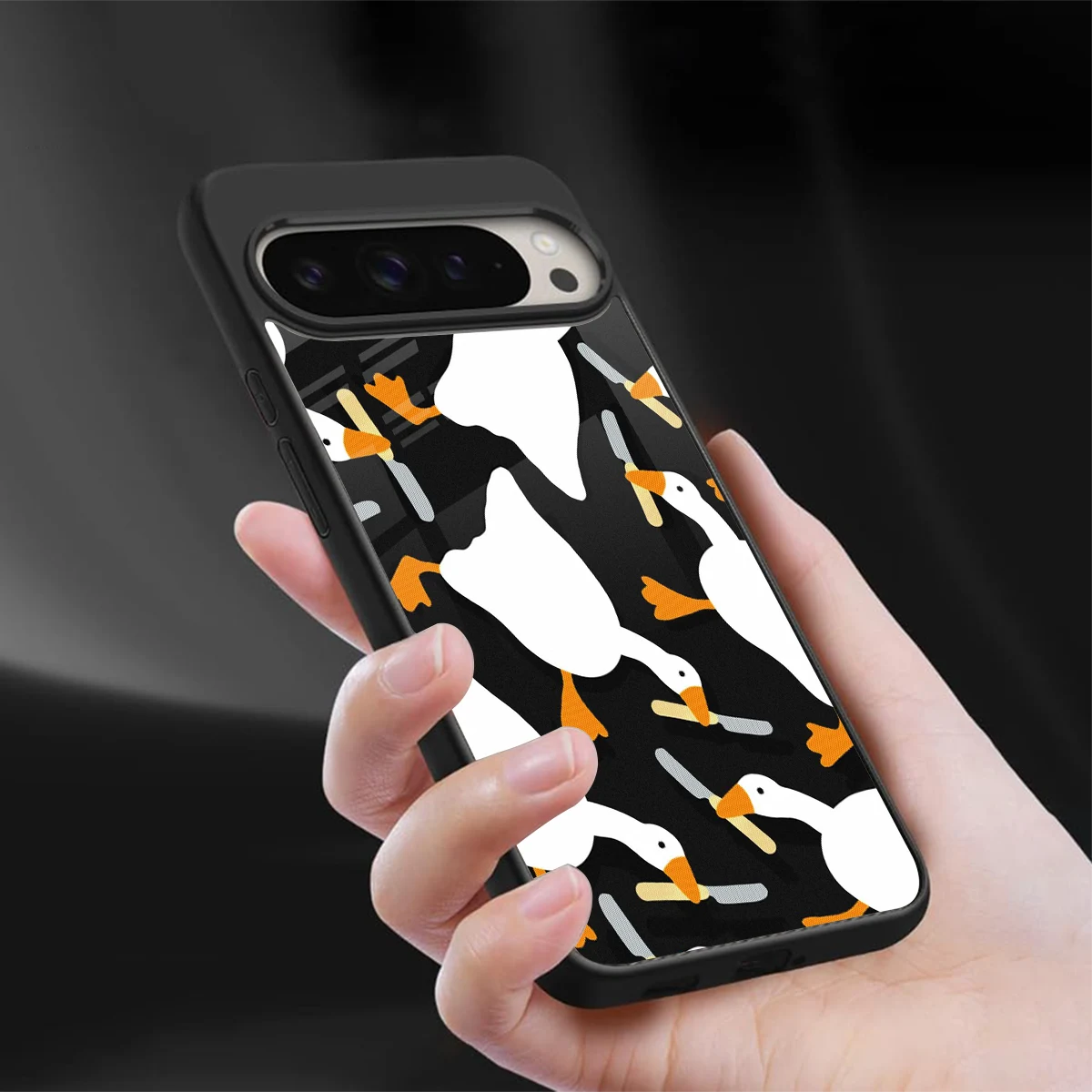 Quack Attack sleek google pixel 9 pro xl cover with tempered glass back and TPU edges
