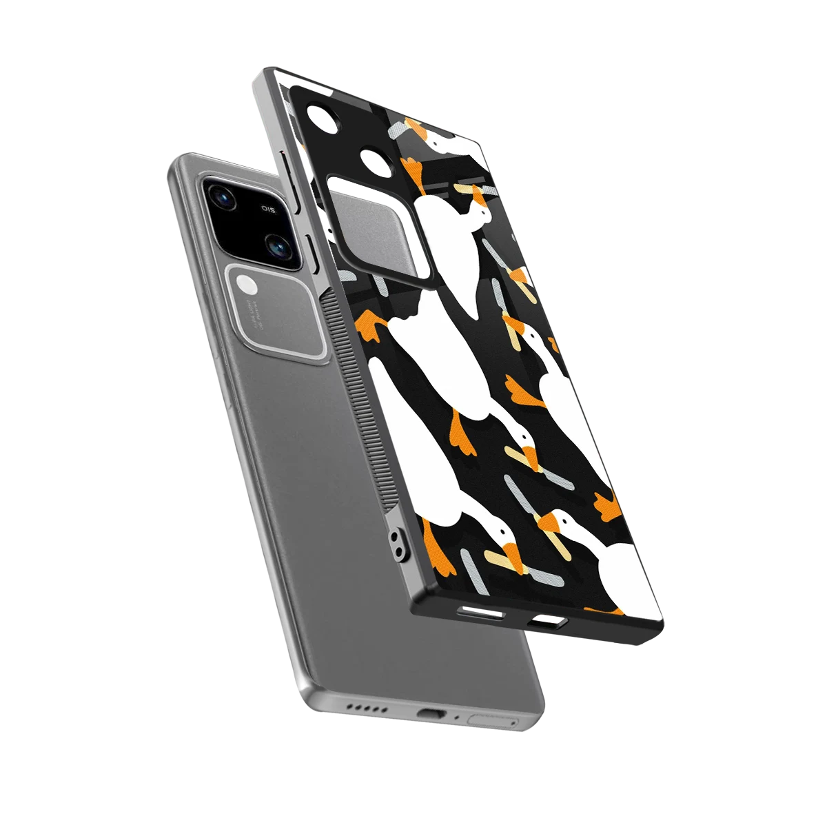 Quack Attack sleek vivo v30 cover with tempered glass back and TPU edges