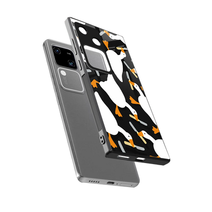 Quack Attack sleek vivo v30 cover with tempered glass back and TPU edges