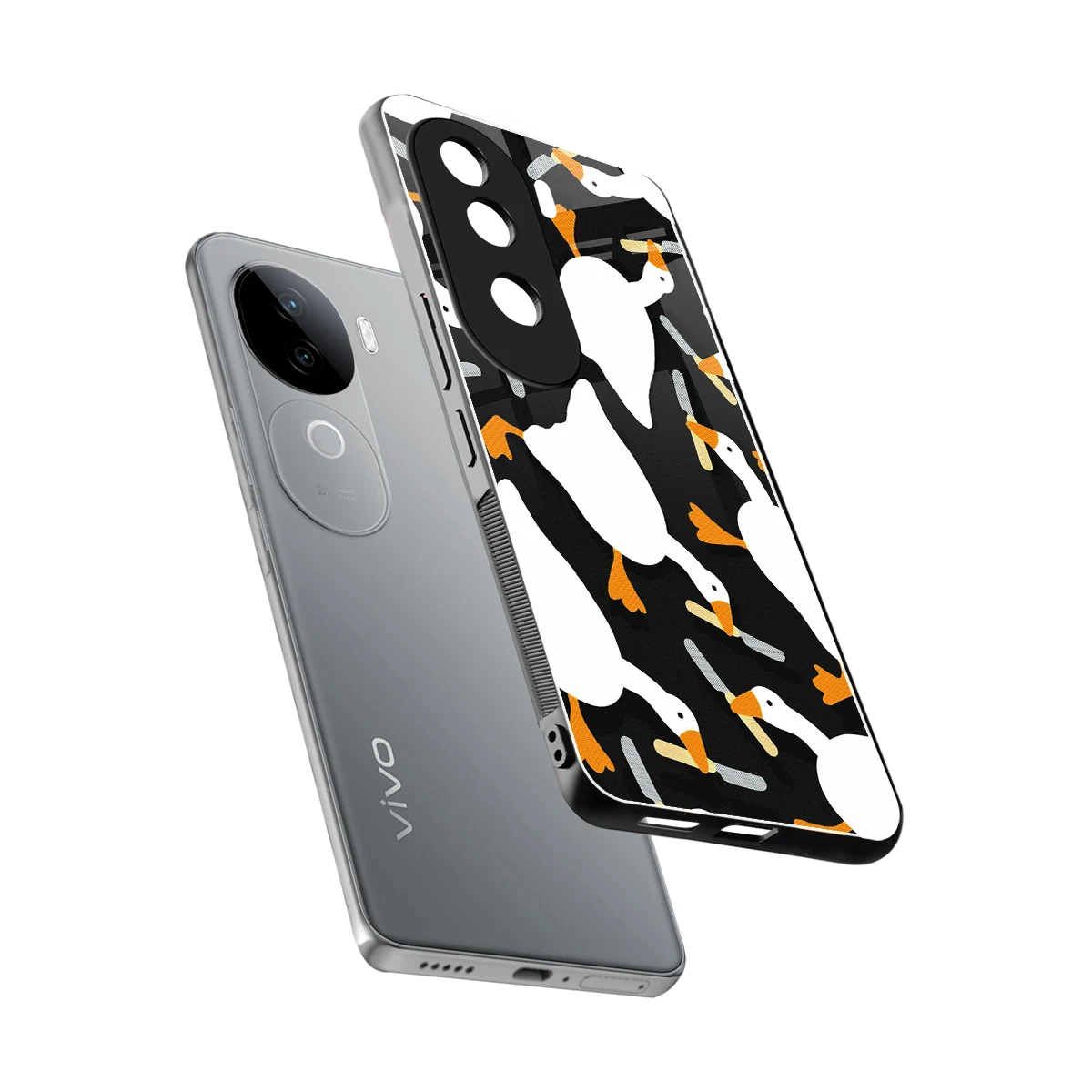 Quack Attack sleek vivo v40e cover with tempered glass back and TPU edges