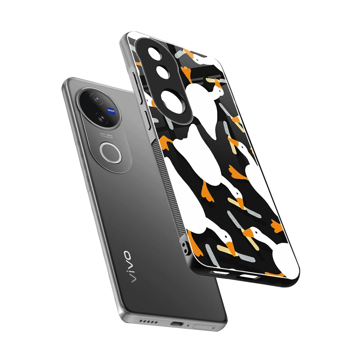 Quack Attack sleek vivo v50 cover with tempered glass back and TPU edges