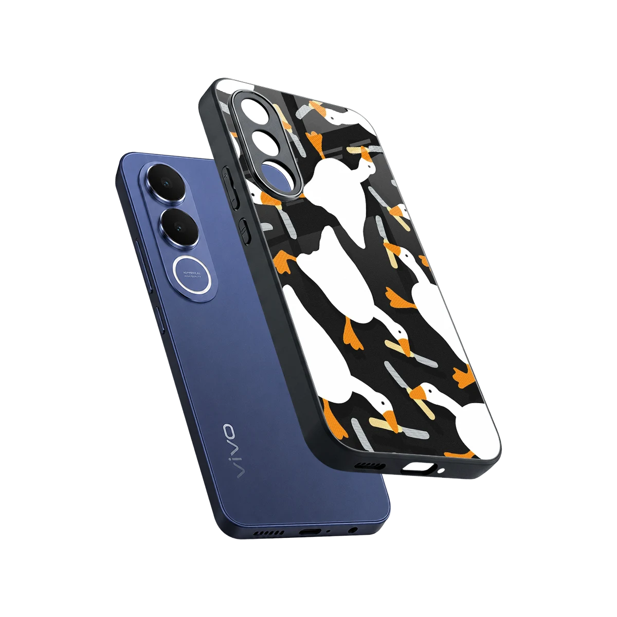 Quack Attack sleek vivo v70 fe cover with tempered glass back and TPU edges