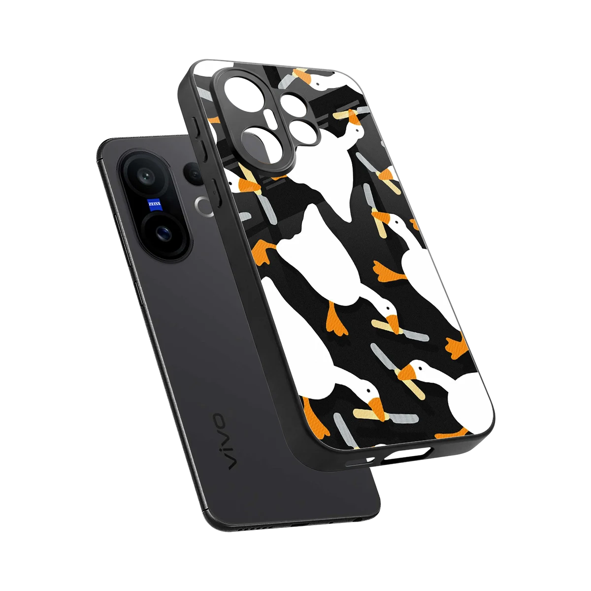 Quack Attack sleek vivo x200 fe cover with tempered glass back and TPU edges