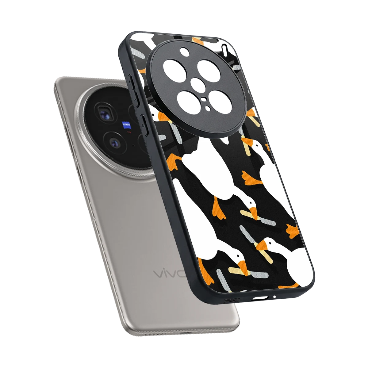 Quack Attack sleek vivo x200 pro cover with tempered glass back and TPU edges