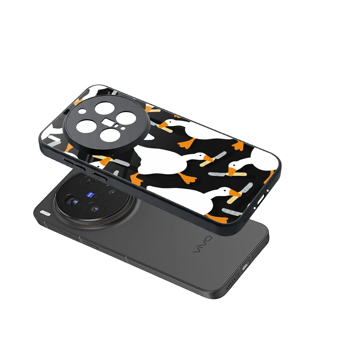 Quack Attack sleek vivo x300 pro cover with tempered glass back and TPU edges