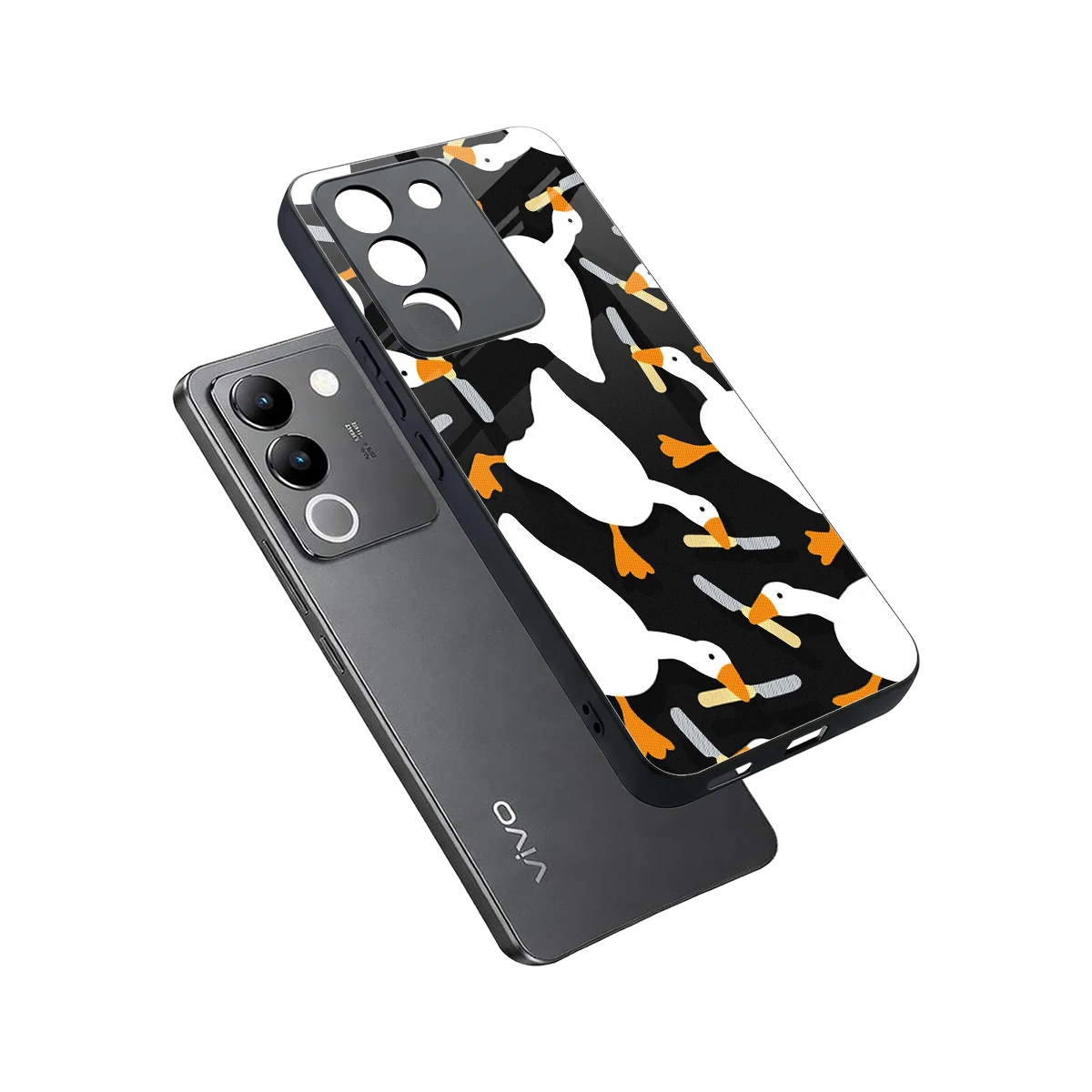 Quack Attack sleek vivo y200 5g cover with tempered glass back and TPU edges