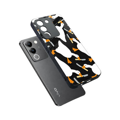 Quack Attack sleek vivo y200 5g cover with tempered glass back and TPU edges