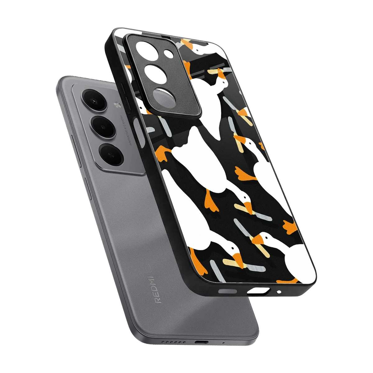 Quack Attack sleek redmi 15 5g cover with tempered glass back and TPU edges