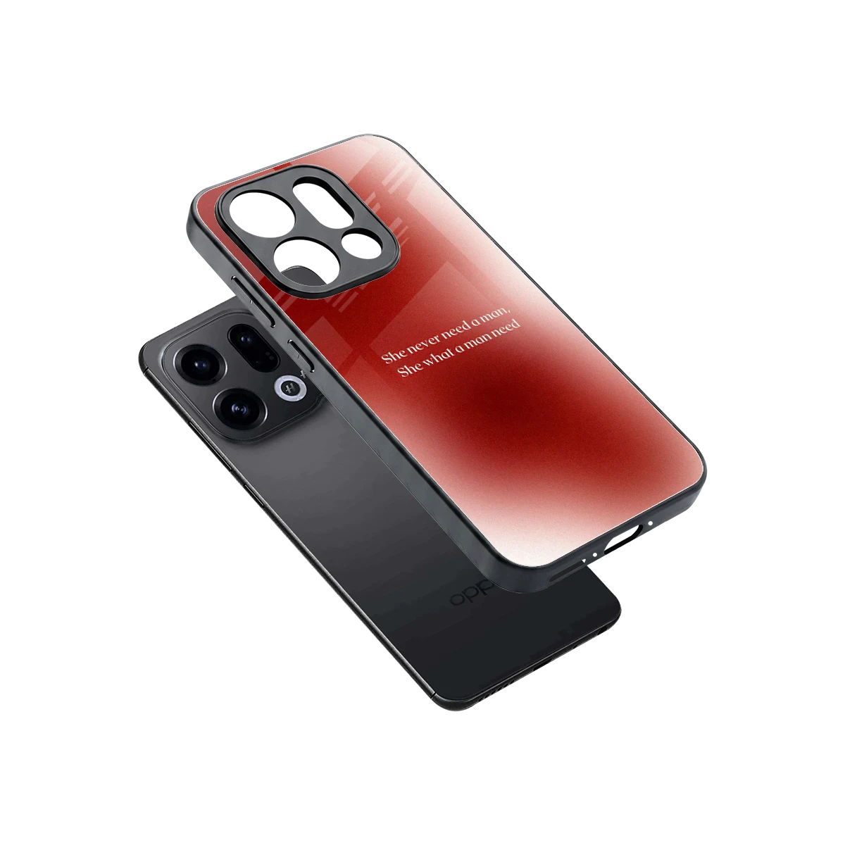 Queen Energy sleek oppo find x9 cover with tempered glass back and TPU edges
