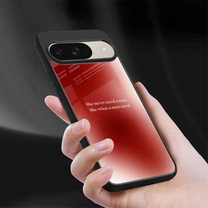 Queen Energy sleek google pixel 9 cover with tempered glass back and TPU edges