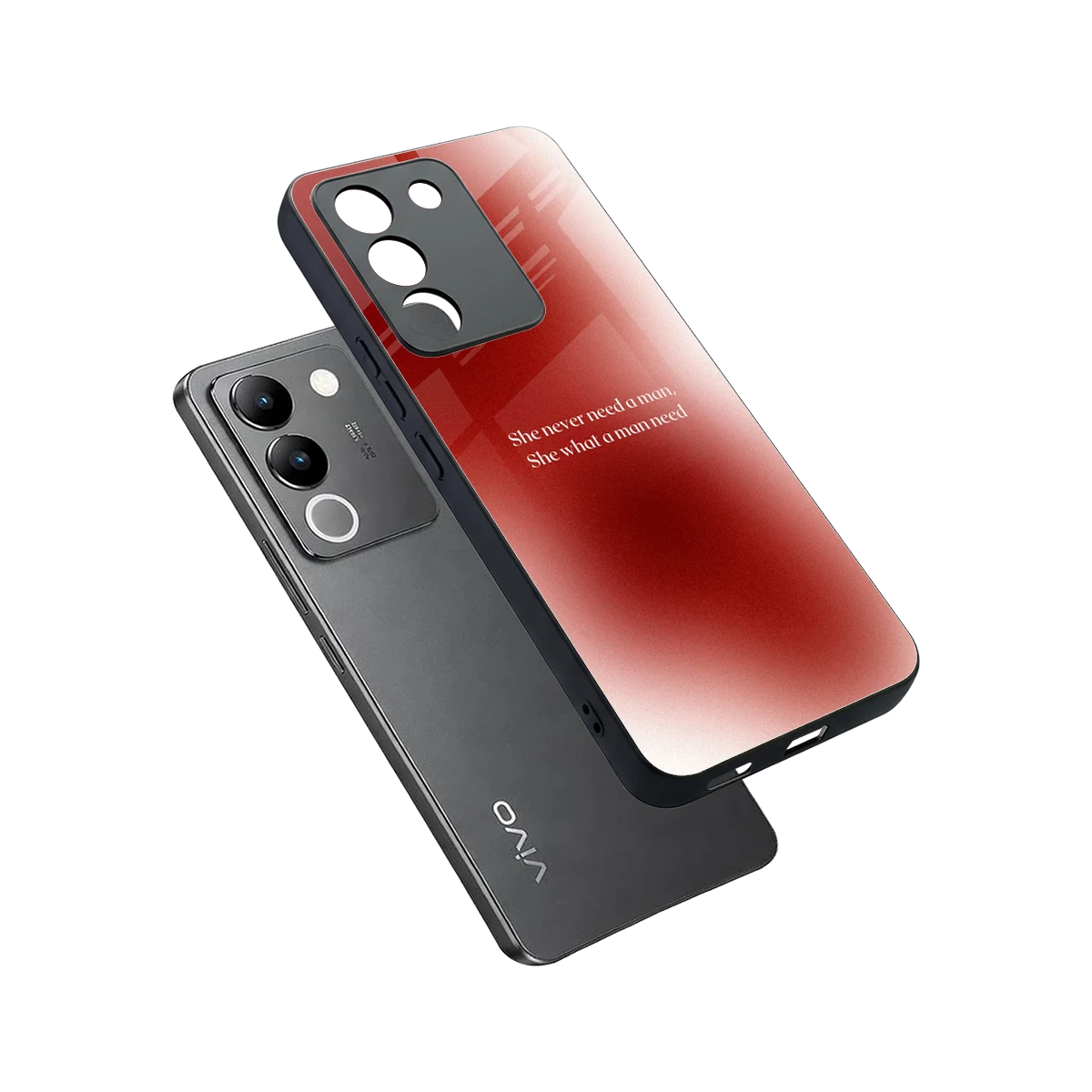 Queen Energy sleek vivo y200 5g cover with tempered glass back and TPU edges