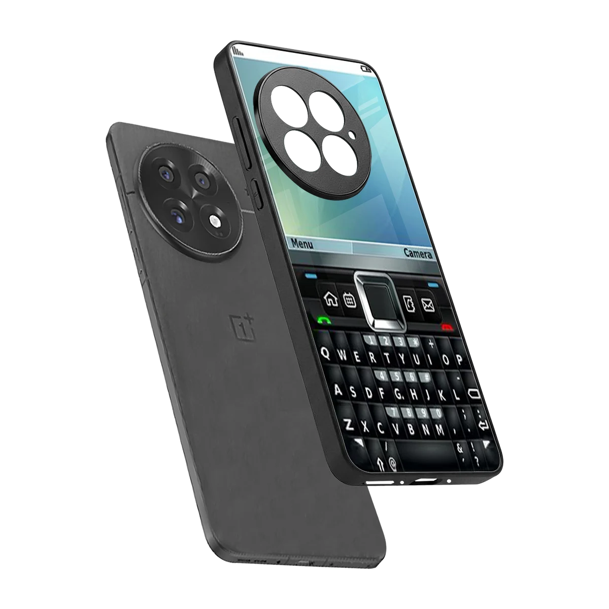 Qwerty Keypad sleek oneplus 13 cover with tempered glass back and TPU edges