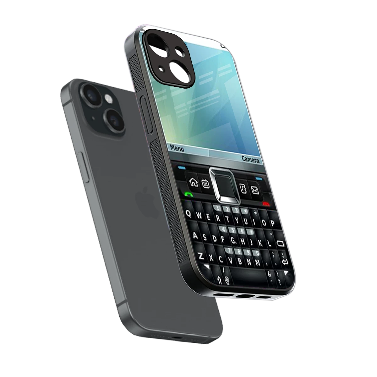 Qwerty Keypad sleek iphone 14 cover with tempered glass back and TPU edges