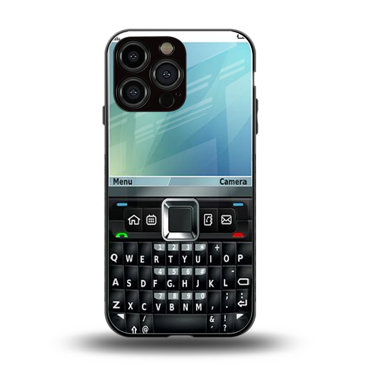Qwerty Keypad back phone cover | glass case for iphone 15 pro max