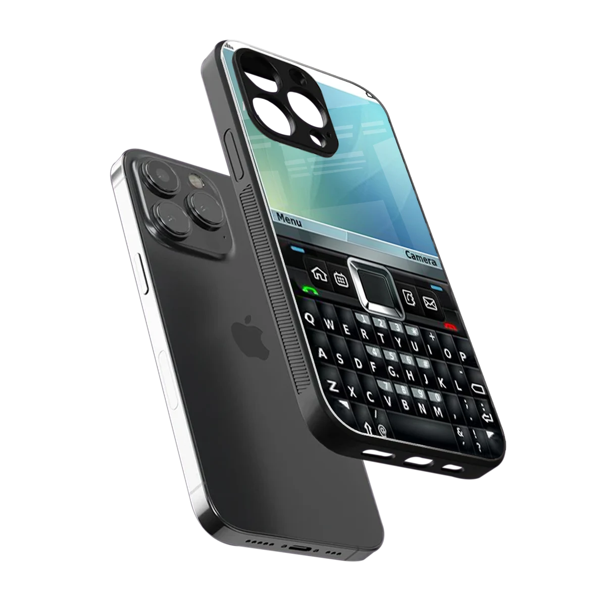 Qwerty Keypad sleek iphone 16 pro max cover with tempered glass back and TPU edges