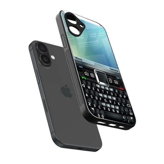 Qwerty Keypad sleek iPhone 16 cover with tempered glass back and TPU edges