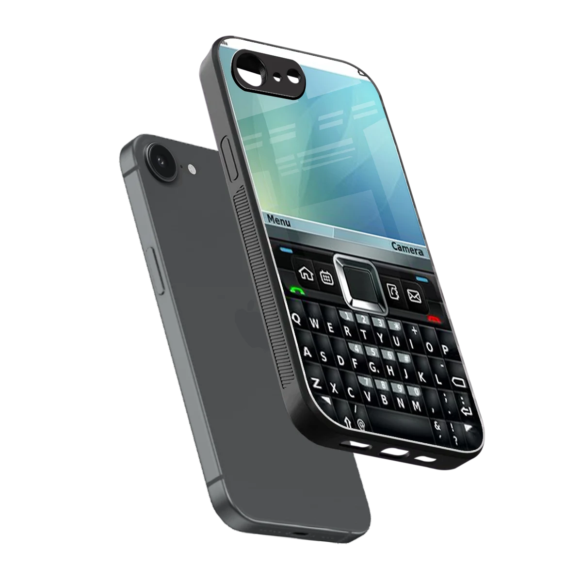 Qwerty Keypad sleek iphone 16e cover with tempered glass back and TPU edges