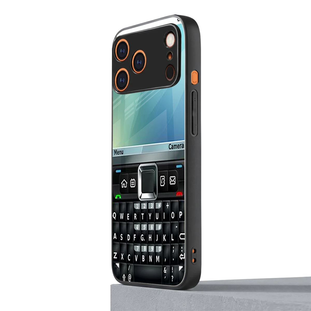 Qwerty Keypad iphone 17 pro mobile cover | shockproof glass phone case