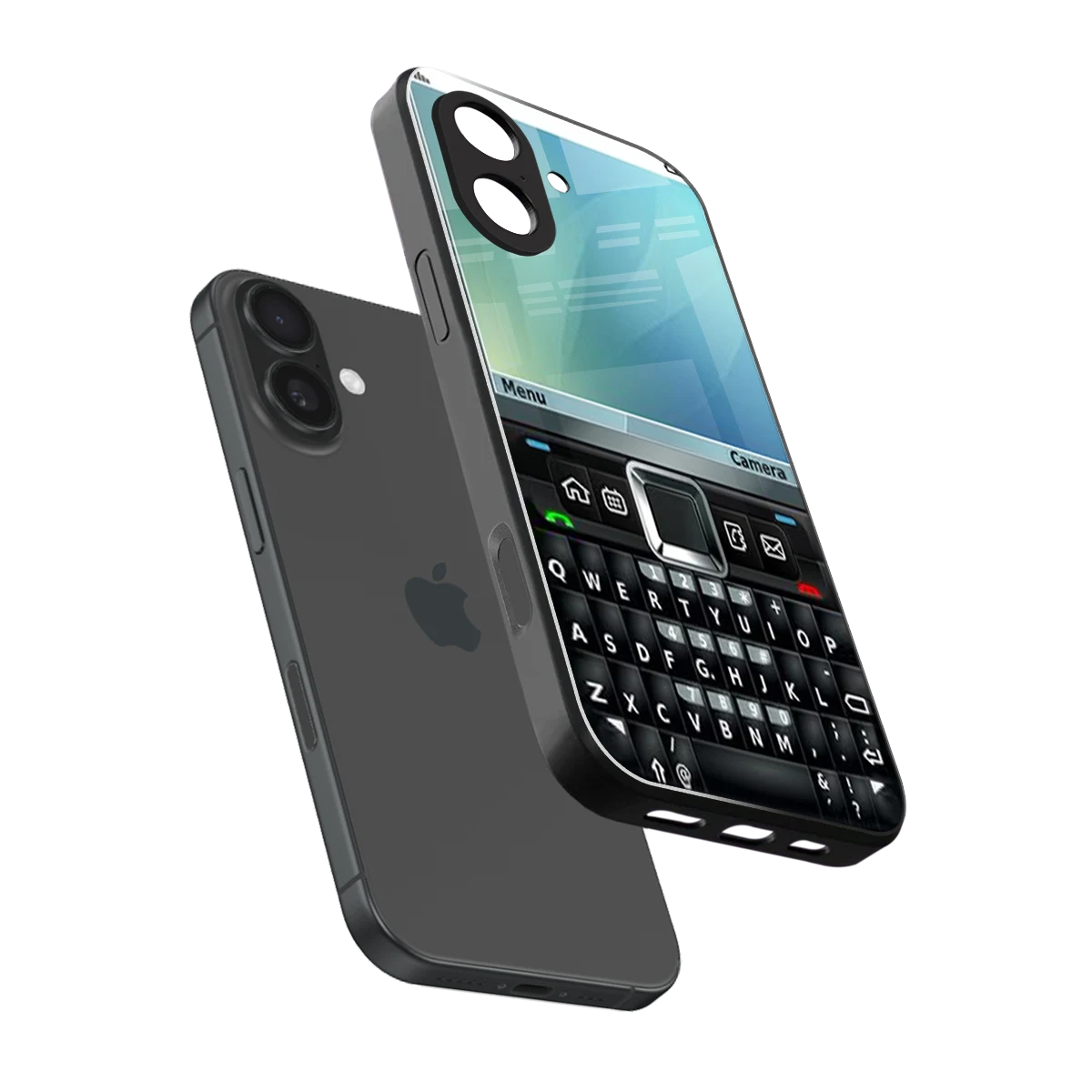 Qwerty Keypad sleek iphone 17 cover with tempered glass back and TPU edges