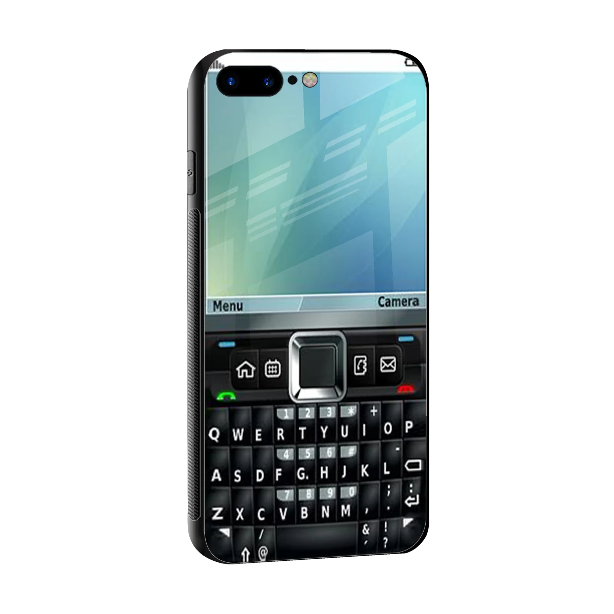 Qwerty Keypad sleek iphone 8 plus cover with tempered glass back and TPU edges