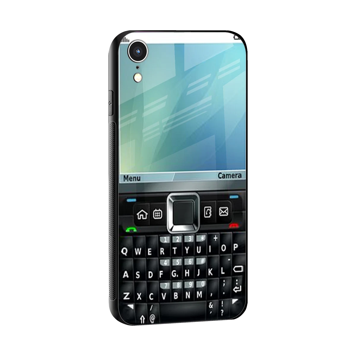 Qwerty Keypad sleek iphone xr cover with tempered glass back and TPU edges