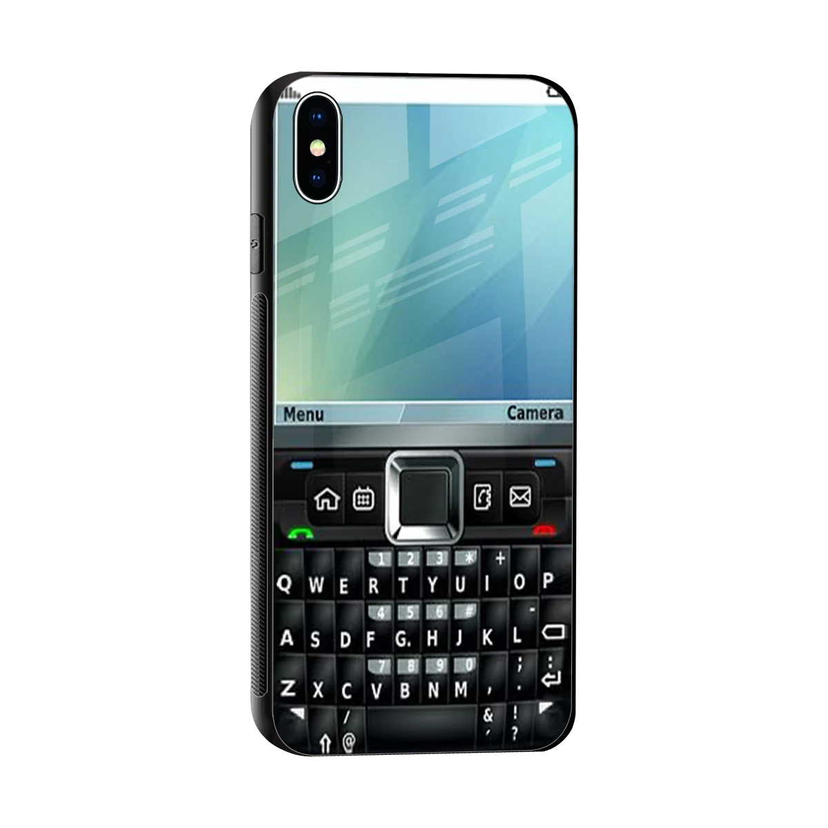Qwerty Keypad sleek iphone xs max cover with tempered glass back and TPU edges