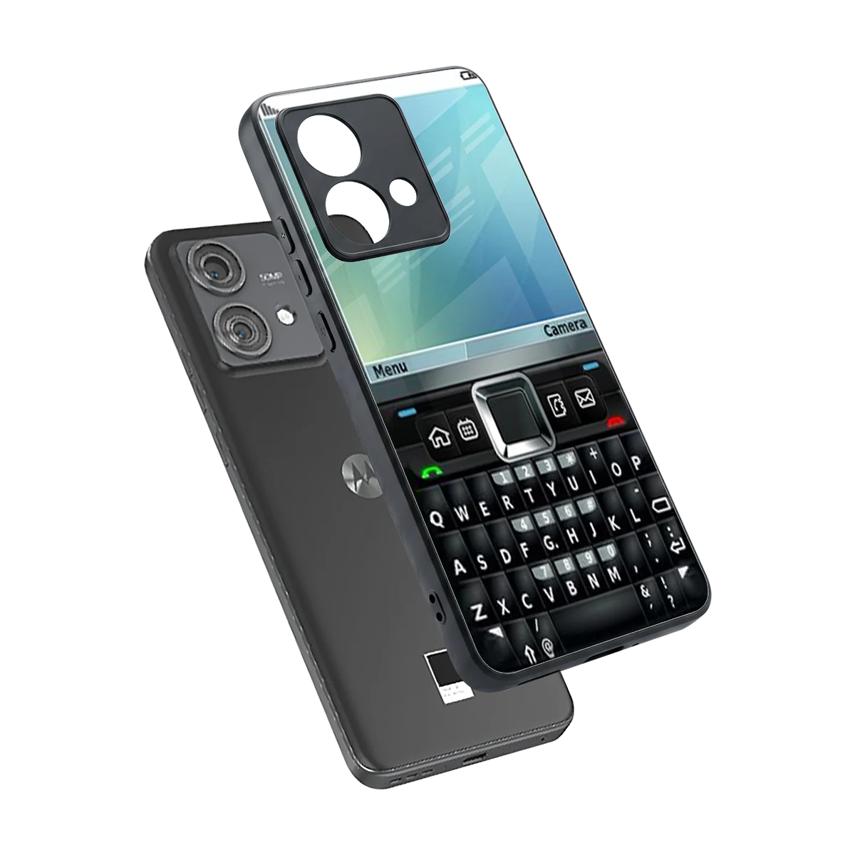 Qwerty Keypad sleek motorola edge 40 neo 5g cover with tempered glass back and TPU edges