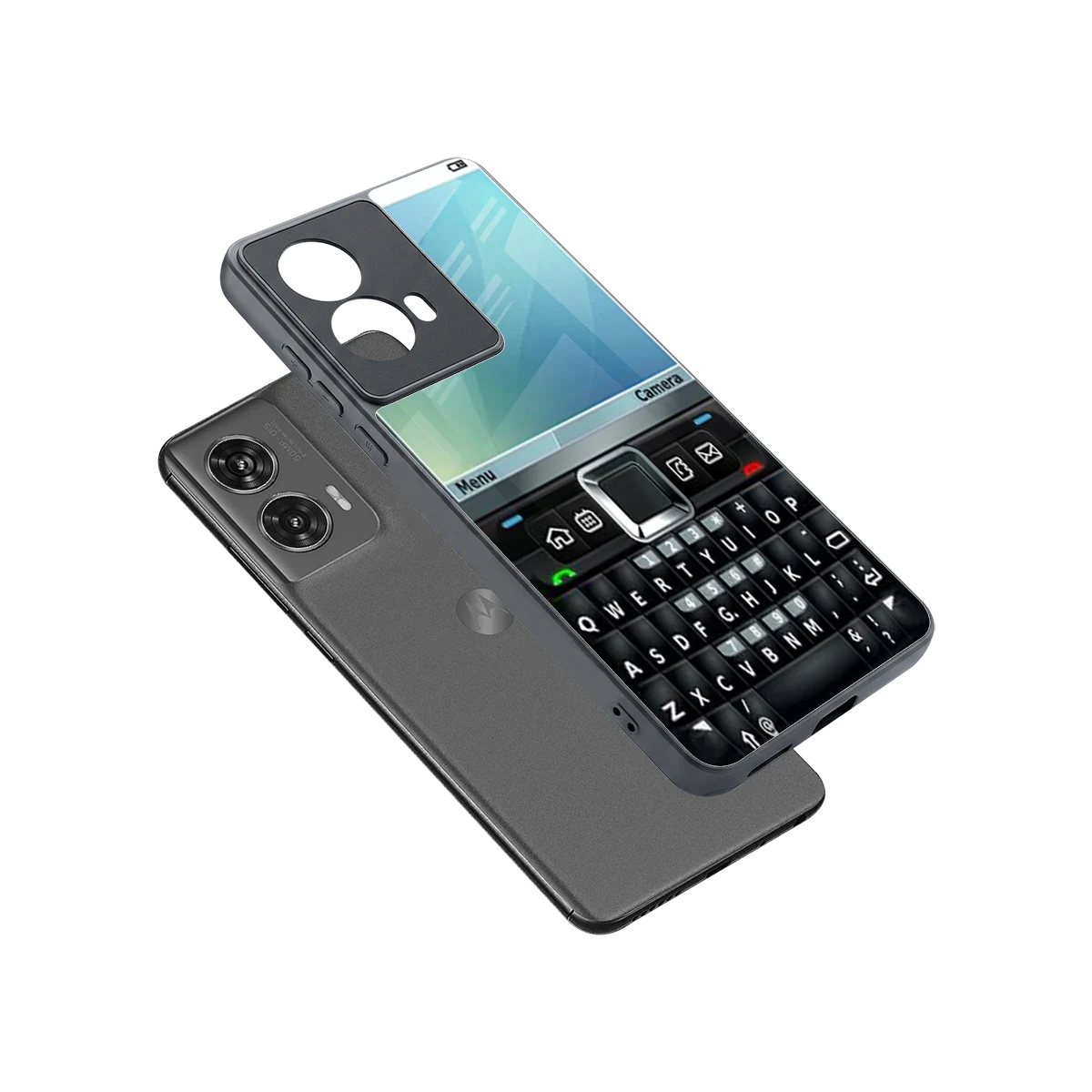 Qwerty Keypad sleek motorola edge 50 fusion cover with tempered glass back and TPU edges