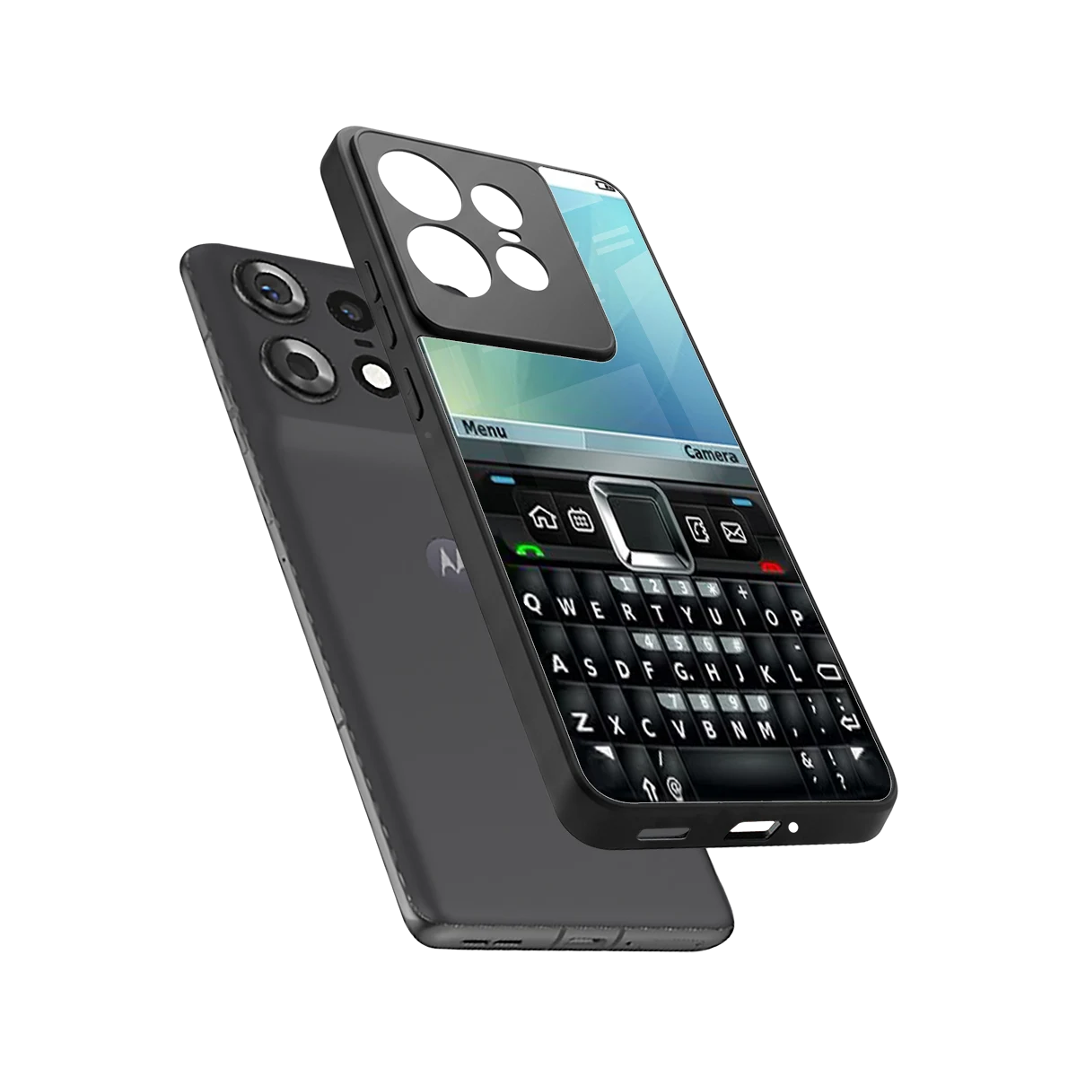 Qwerty Keypad sleek motorola edge 50 pro cover with tempered glass back and TPU edges