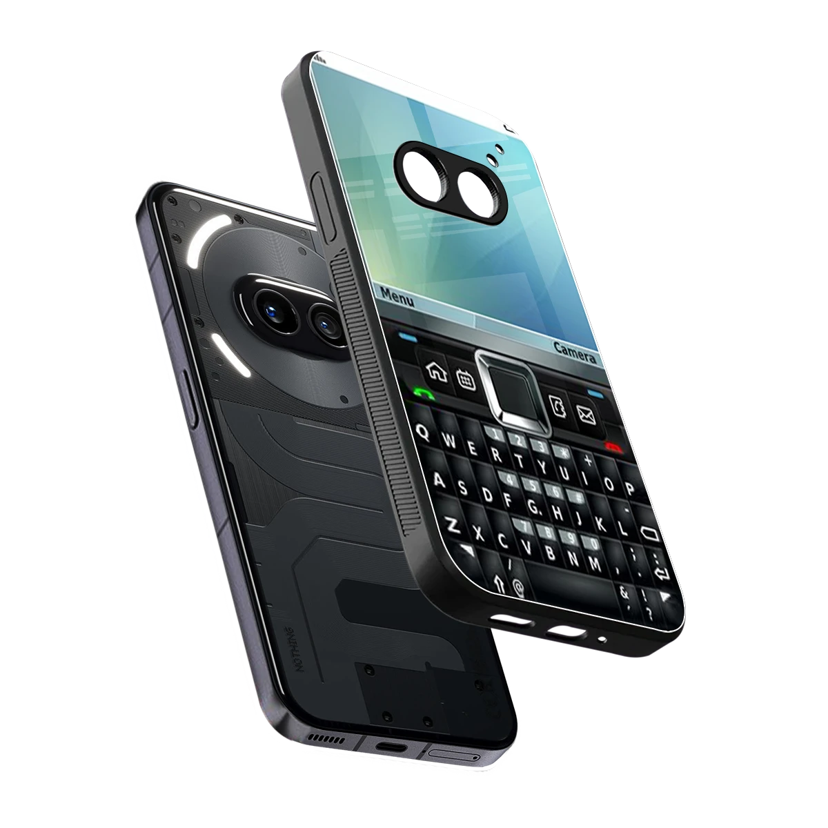 Qwerty Keypad sleek nothing phone 2a cover with tempered glass back and TPU edges