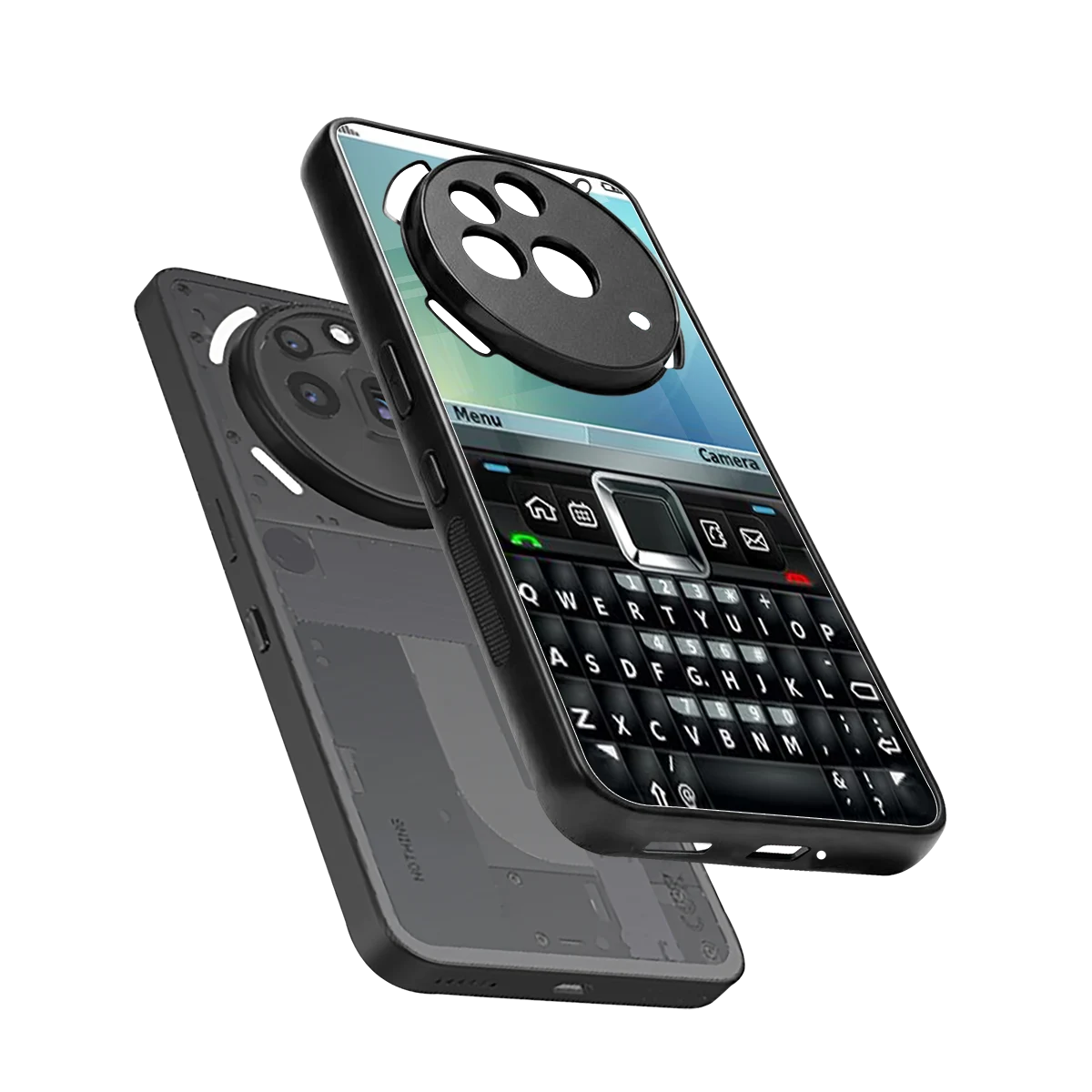 Qwerty Keypad sleek nothing phone 3a pro cover with tempered glass back and TPU edges