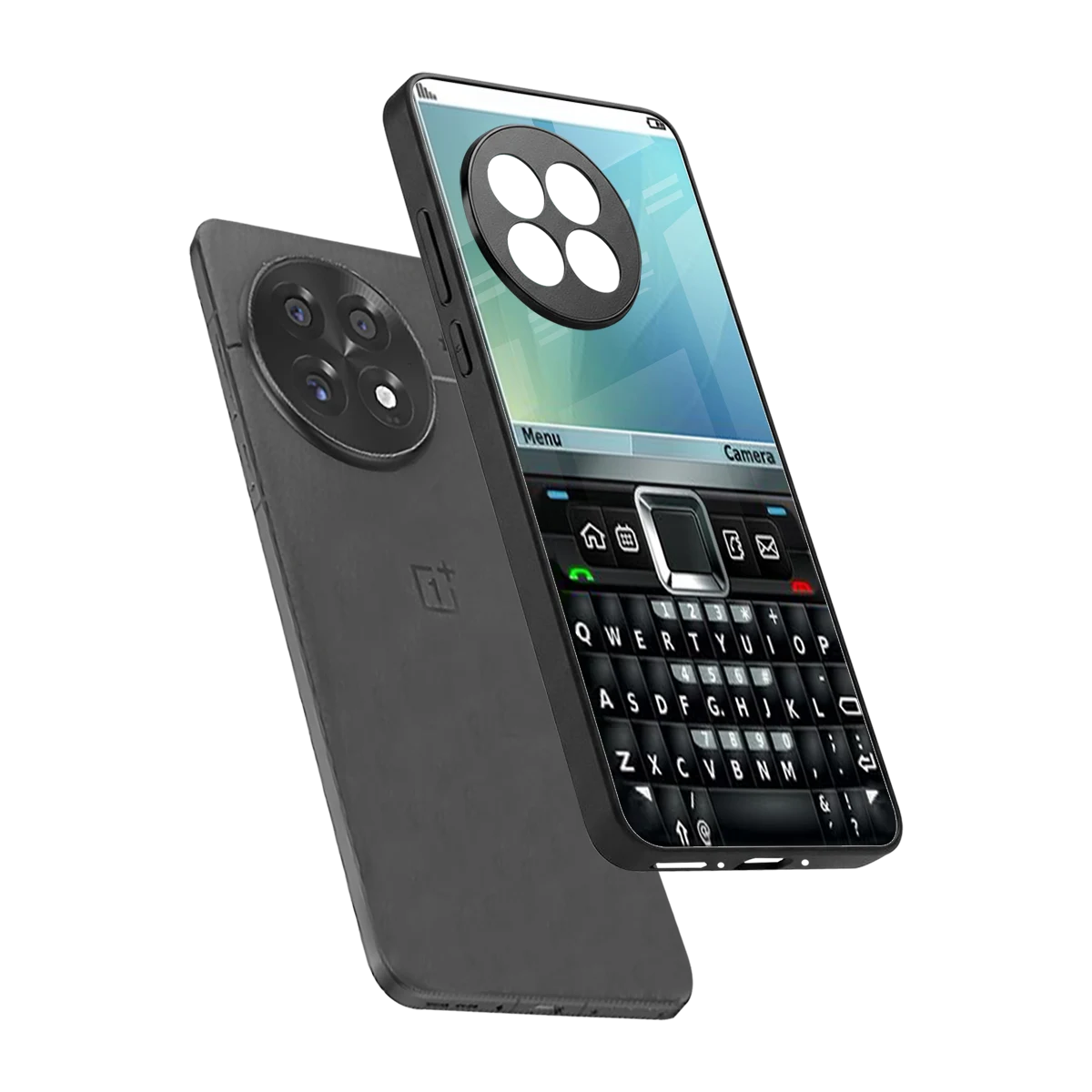 Qwerty Keypad sleek oneplus 13r cover with tempered glass back and TPU edges