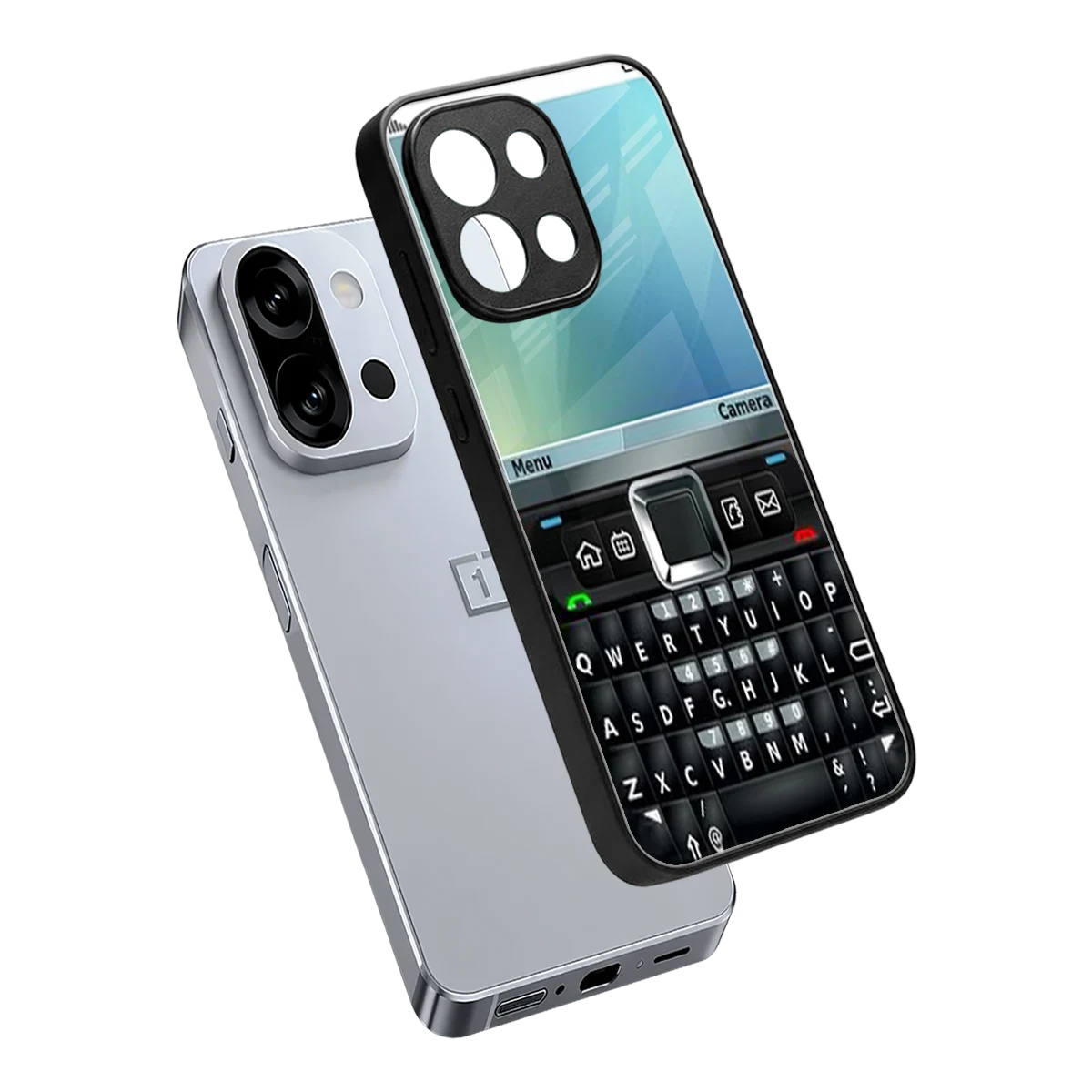 Qwerty Keypad sleek oneplus 13s cover with tempered glass back and TPU edges