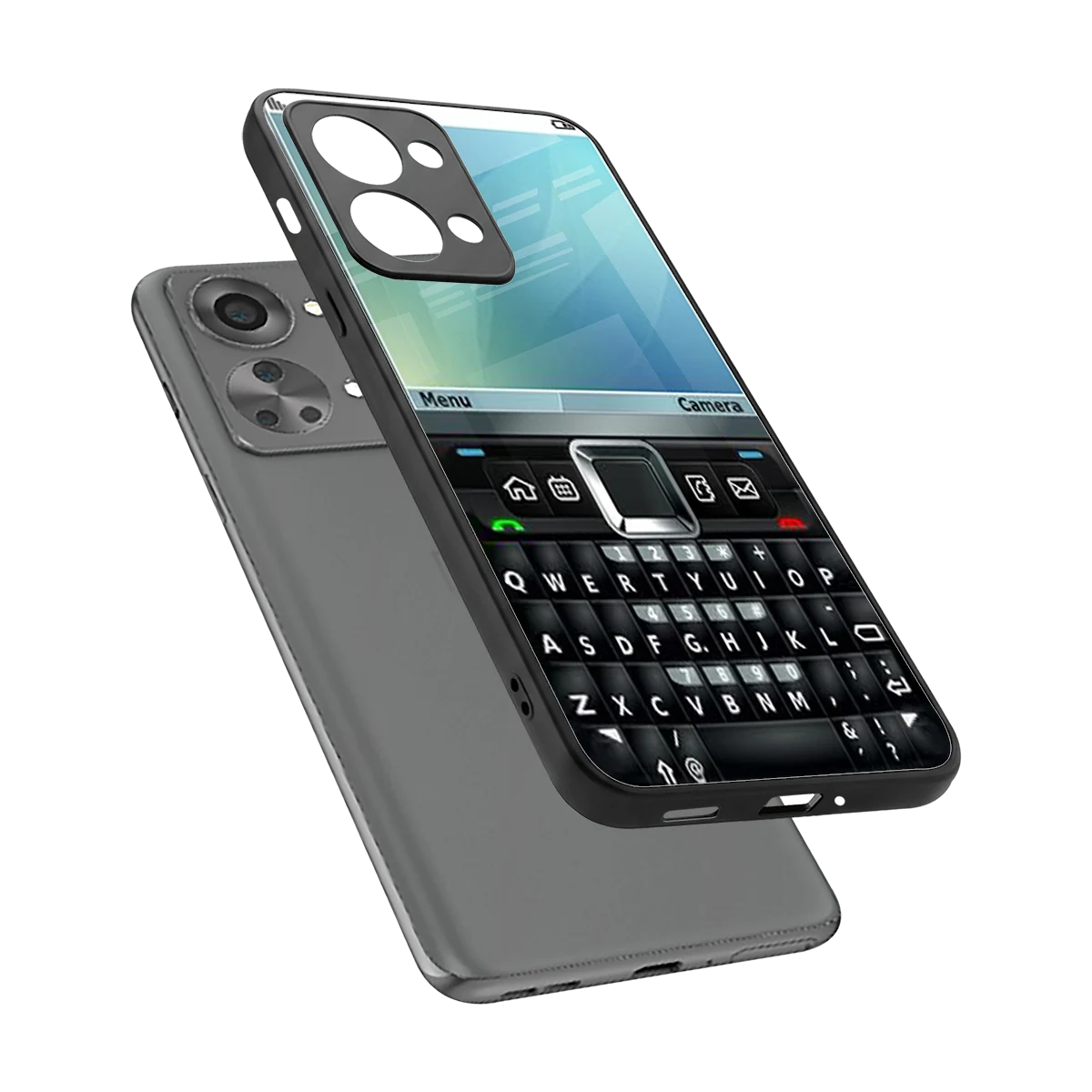 Qwerty Keypad sleek oneplus nord 2t cover with tempered glass back and TPU edges