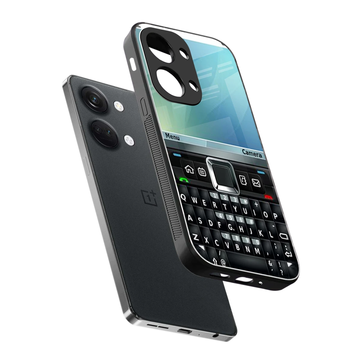 Qwerty Keypad sleek oneplus nord 3 cover with tempered glass back and TPU edges