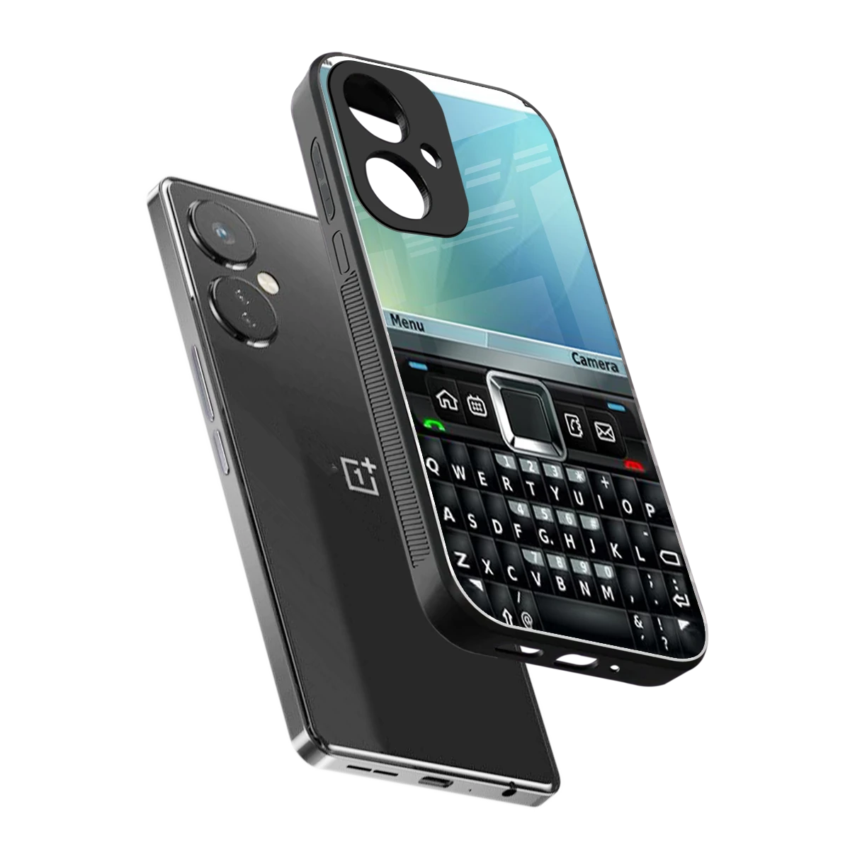 Qwerty Keypad sleek oneplus nord ce 3 cover with tempered glass back and TPU edges