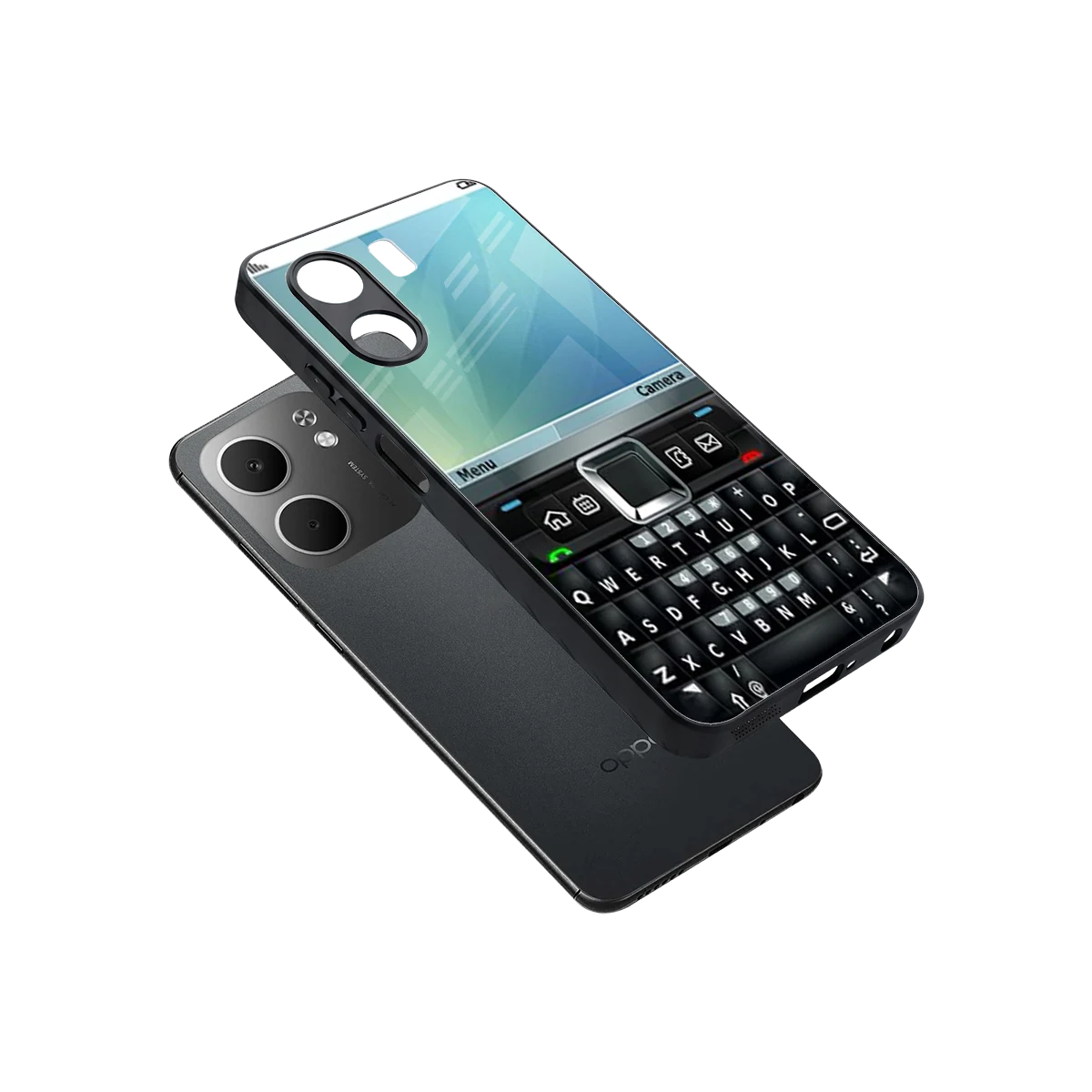 Qwerty Keypad sleek oppo a5x 5g cover with tempered glass back and TPU edges