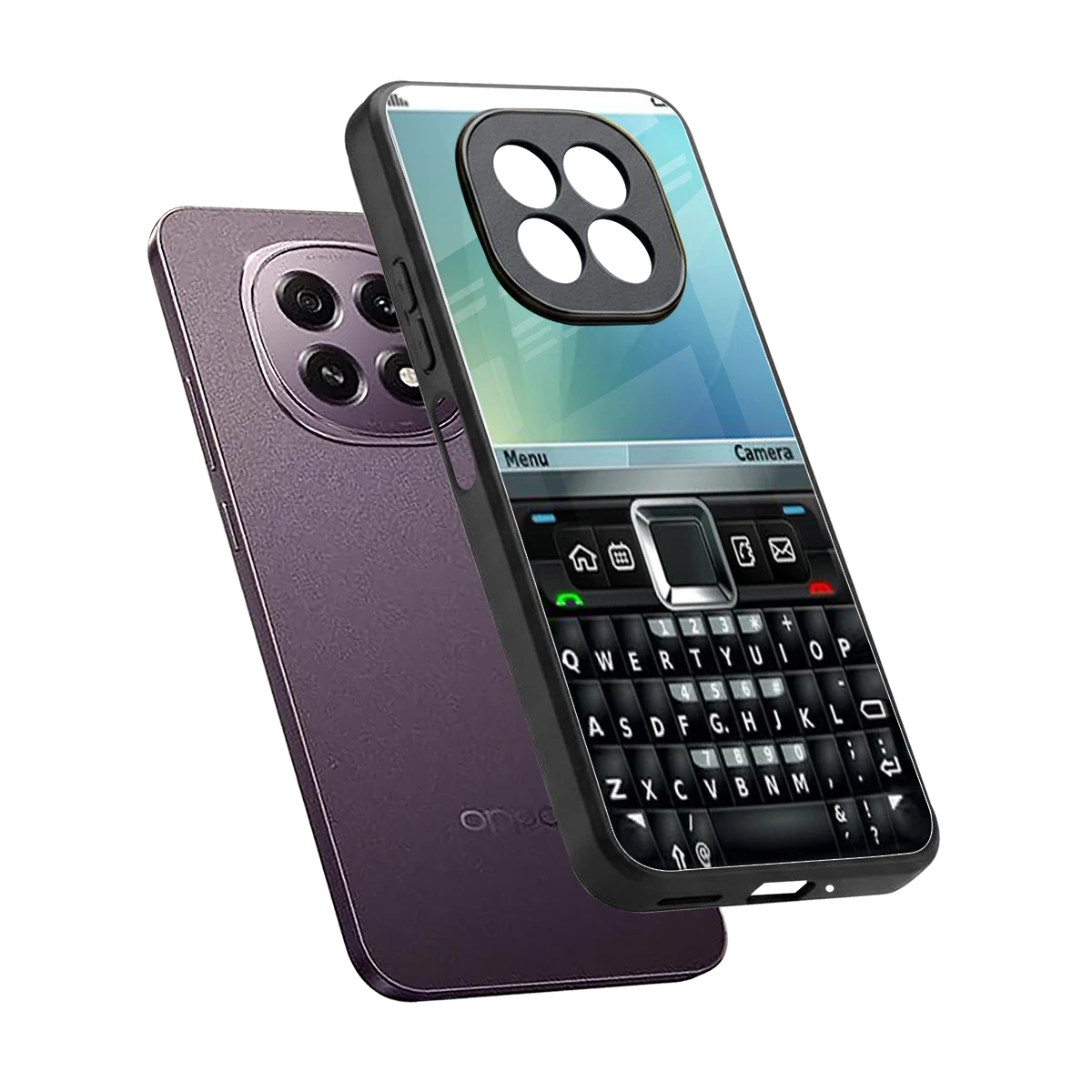 Qwerty Keypad sleek oppo f29 5g cover with tempered glass back and TPU edges