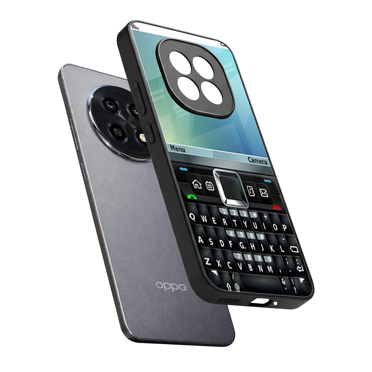 Qwerty Keypad sleek oppo f29 pro 5g cover with tempered glass back and TPU edges