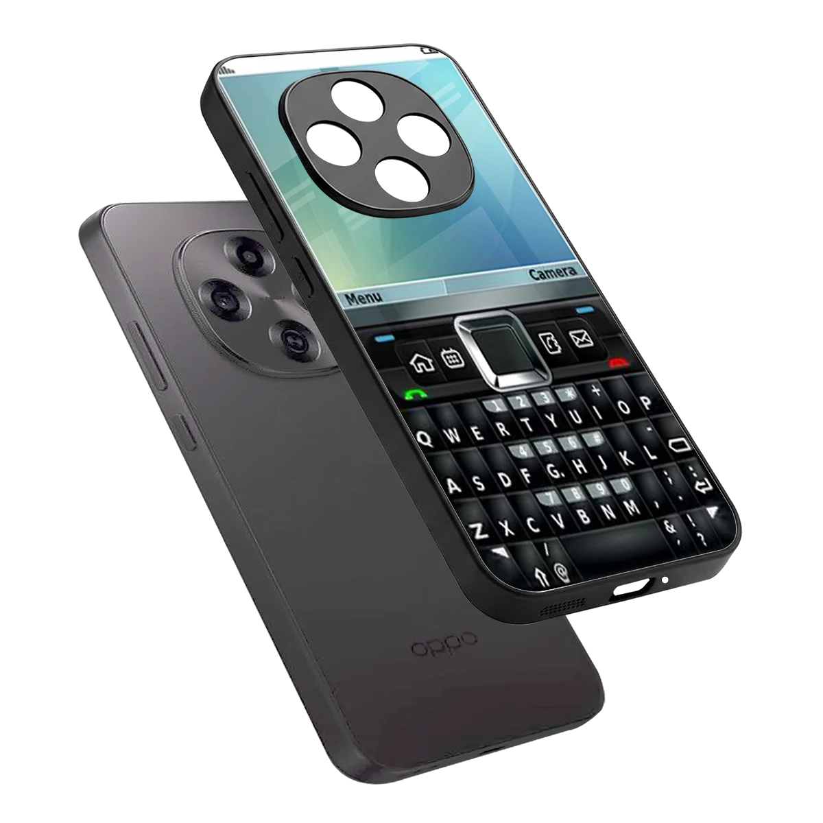 Qwerty Keypad sleek oppo f31 pro 5g cover with tempered glass back and TPU edges
