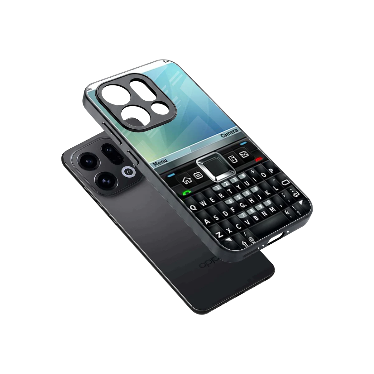 Qwerty Keypad sleek oppo find x9 cover with tempered glass back and TPU edges