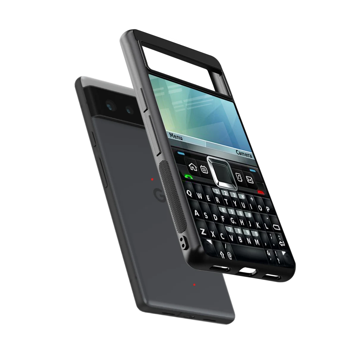 Qwerty Keypad sleek google pixel 6a cover with tempered glass back and TPU edges