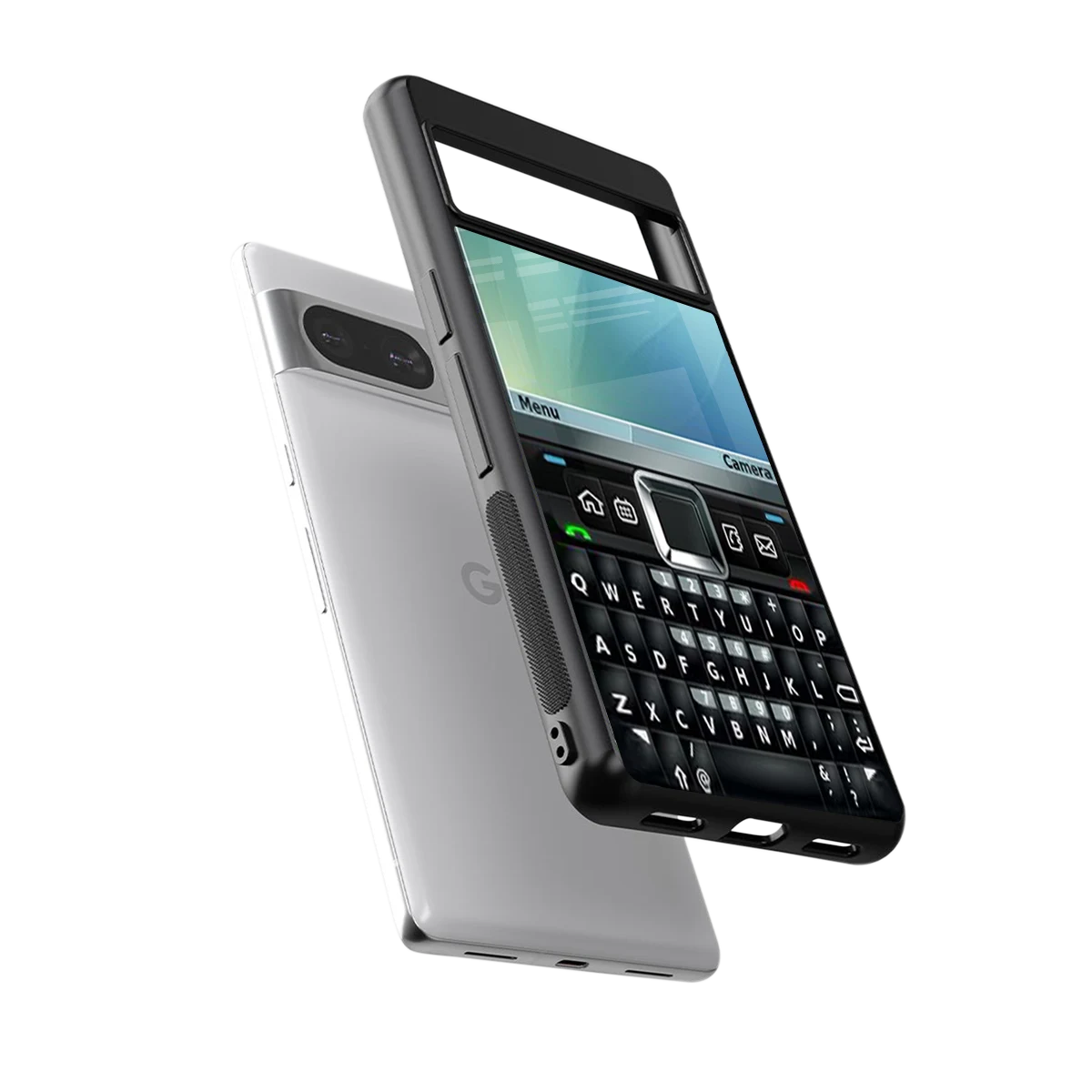 Qwerty Keypad sleek google pixel 8 cover with tempered glass back and TPU edges