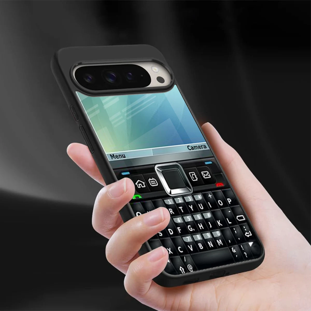 Qwerty Keypad sleek google pixel 9 pro cover with tempered glass back and TPU edges