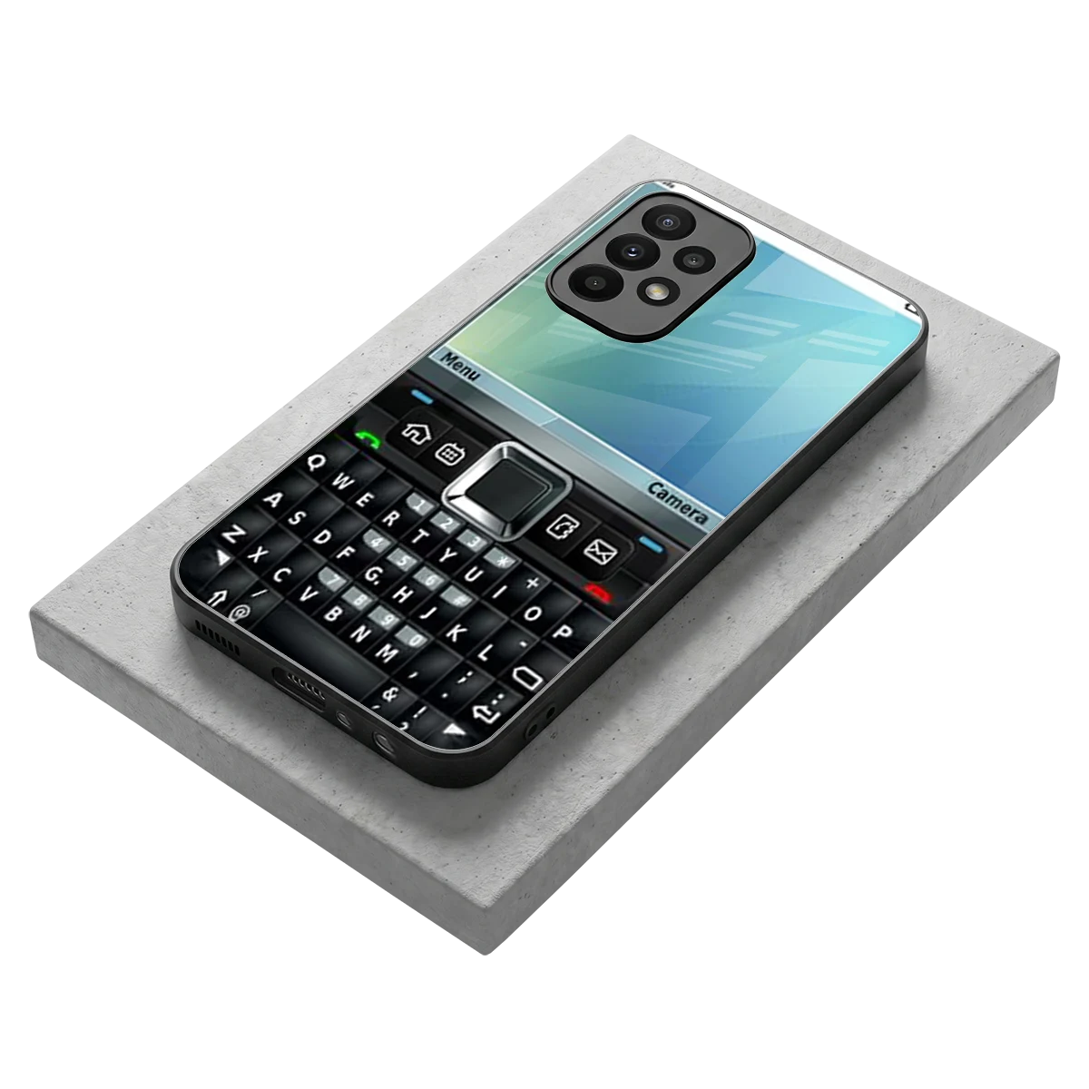 Qwerty Keypad stylish phone case for samsung galaxy a23 | glossy glass and slim fit